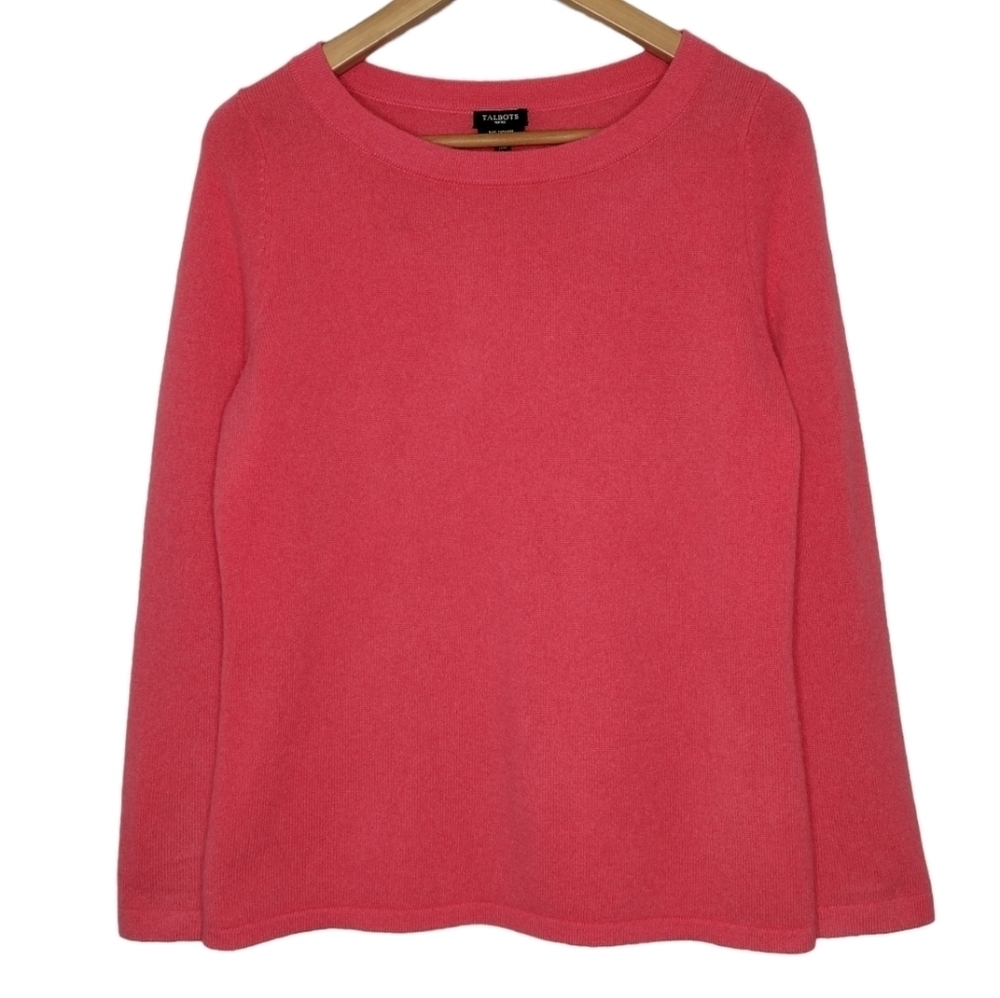 Talbots Petite Pure Cashmere Women's Pullover Knit Long Sleeve Scoopneck Sweater